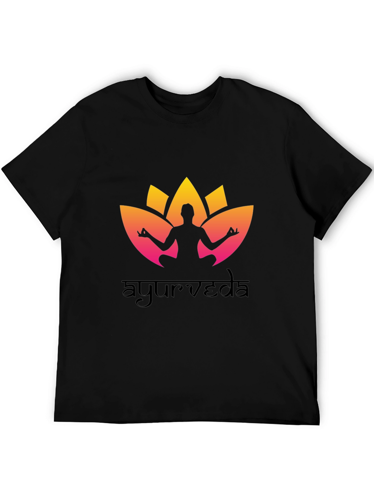 Ayurveda Yoga T-Shirt - Black Cotton
