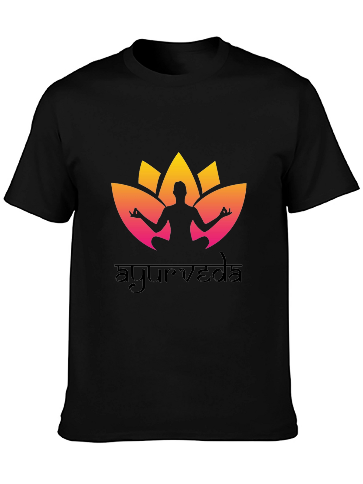 Ayurveda Yoga T-Shirt - Black Cotton