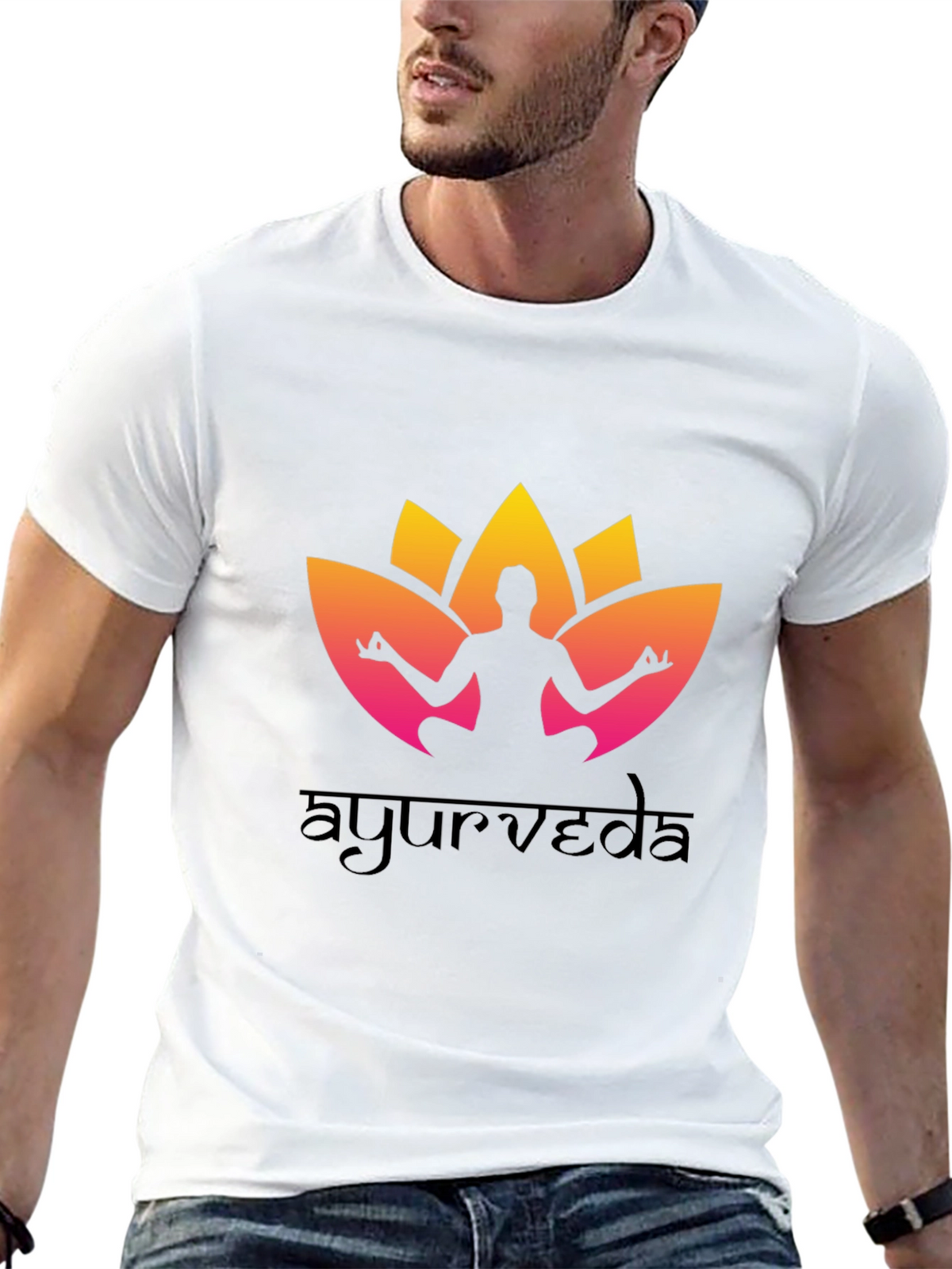 Ayurveda Yoga T-Shirt - Black Cotton