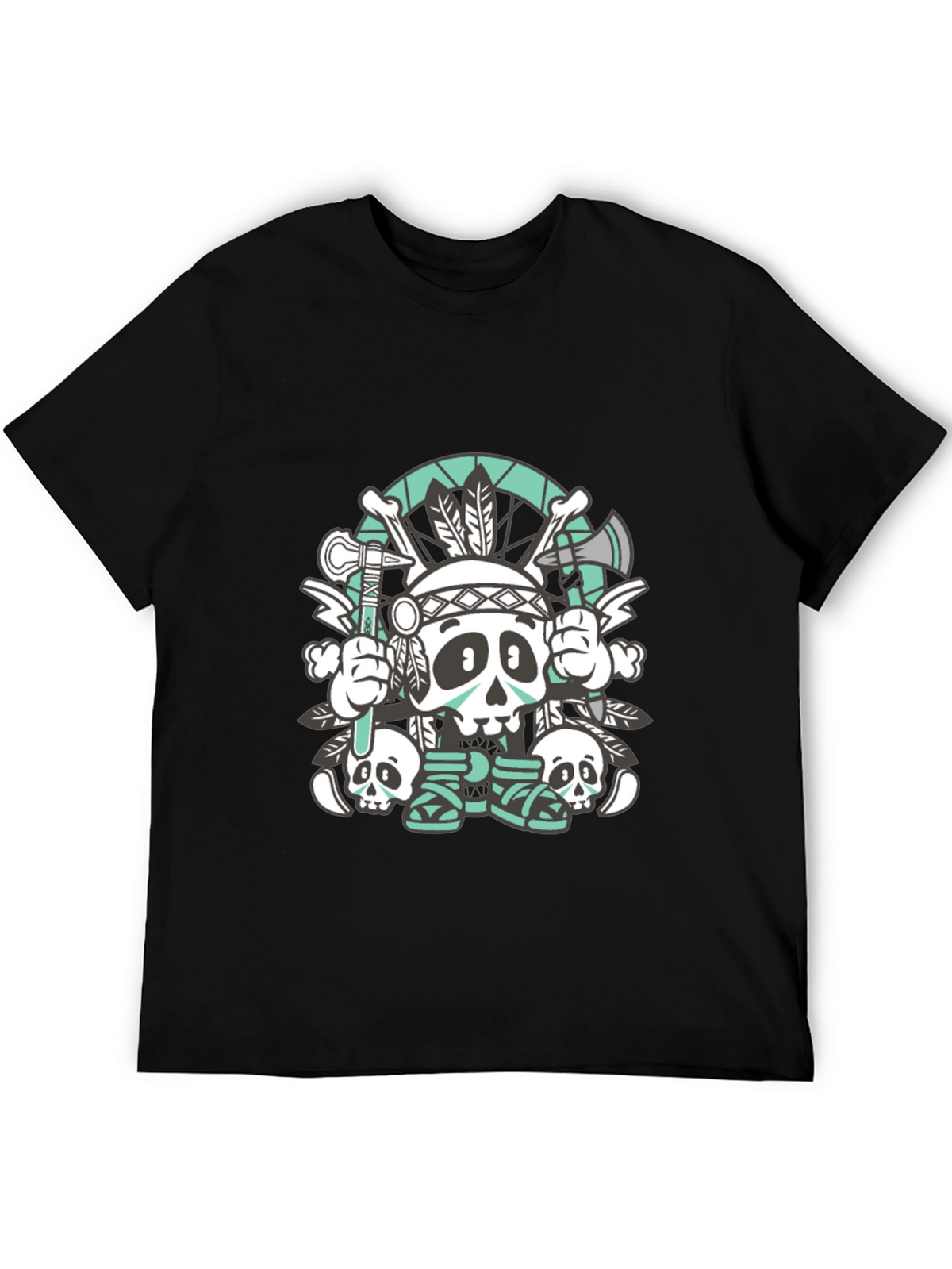 Skull Chief Graphic Tee - Black Cotton T-Shirt