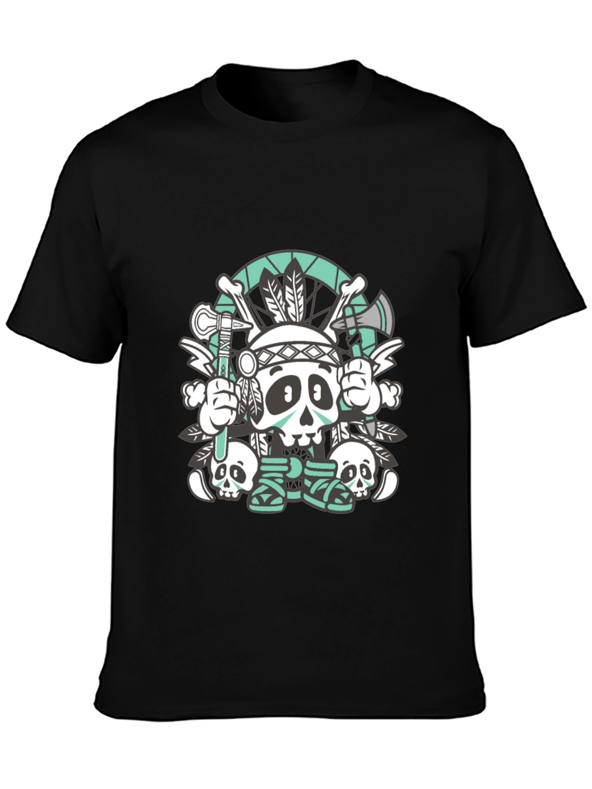 Skull Chief Graphic Tee - Black Cotton T-Shirt