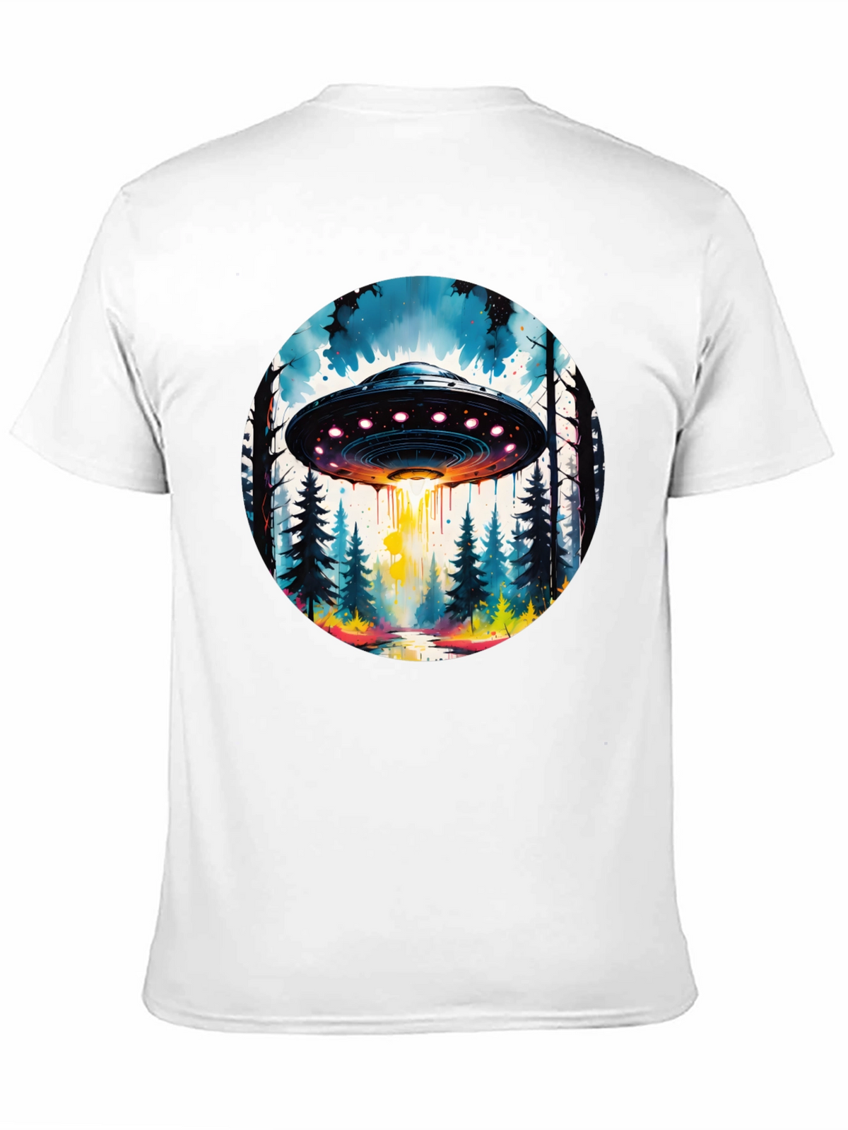 UFO Forest Graphic Tee - Black Cotton T-Shirt