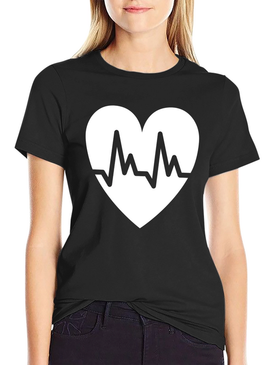Heartbeat Heart Graphic Black T-Shirt
