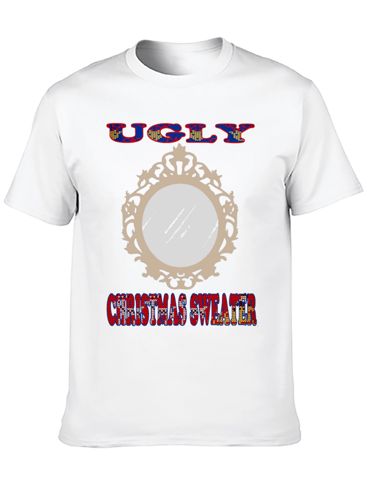 Ugly Christmas Sweater Mirror Graphic T-Shirt
