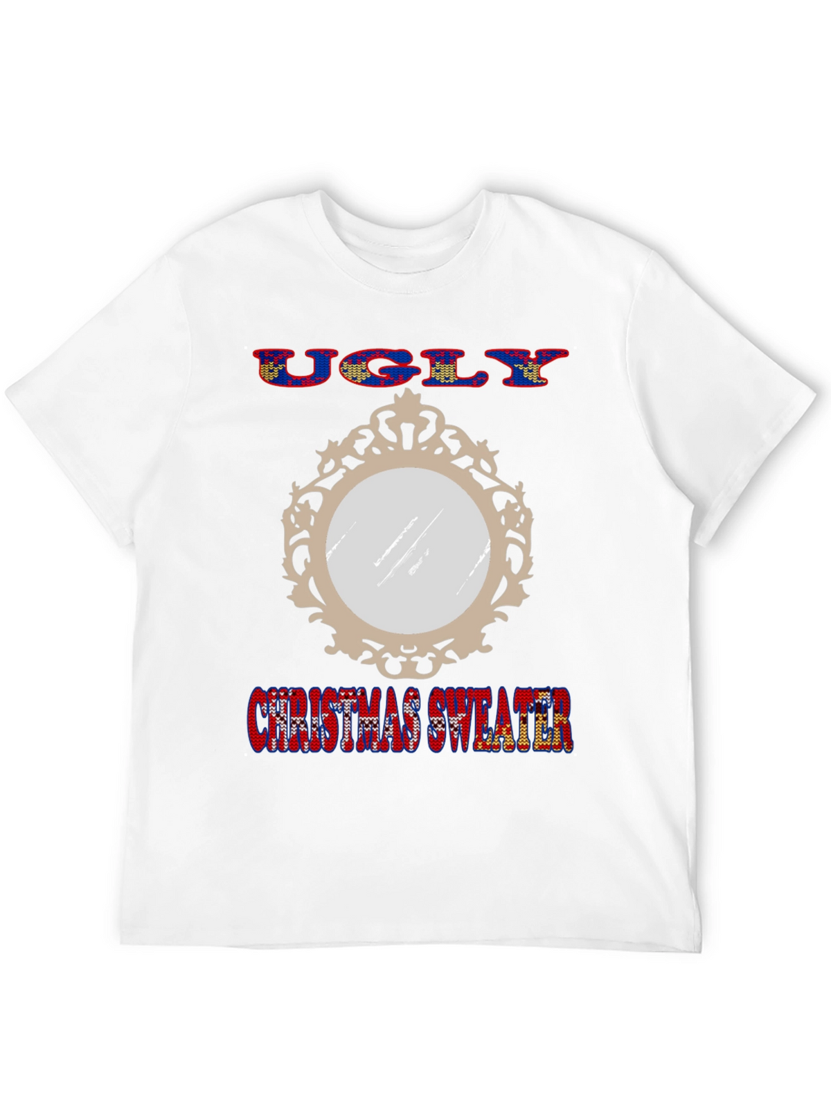 Ugly Christmas Sweater Mirror Graphic T-Shirt