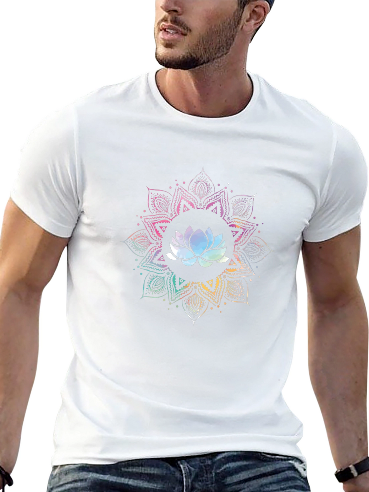 Lotus Mandala Graphic T-Shirt - Black