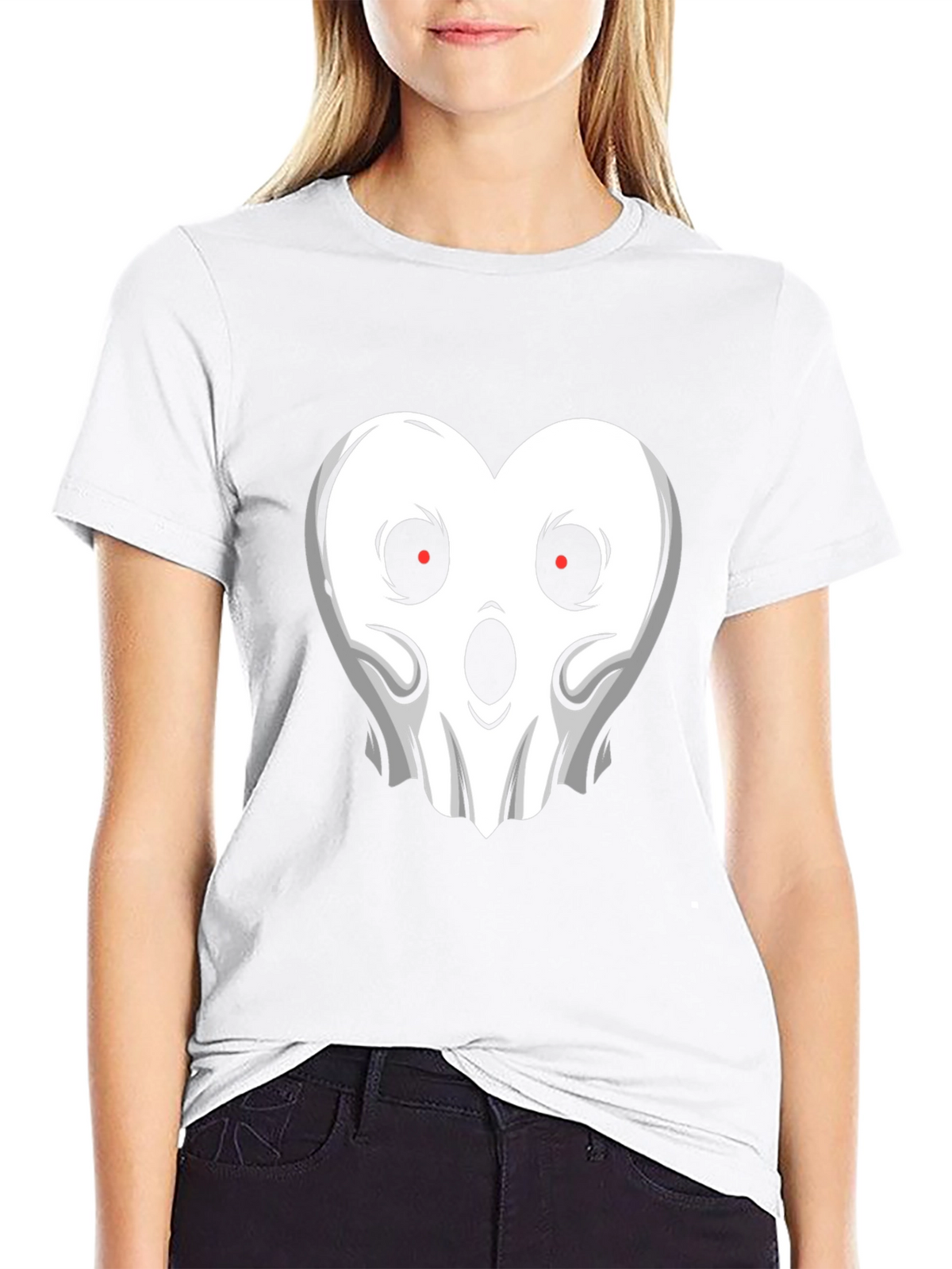 Ghostly Heart Graphic Tee - Spooky & Stylish