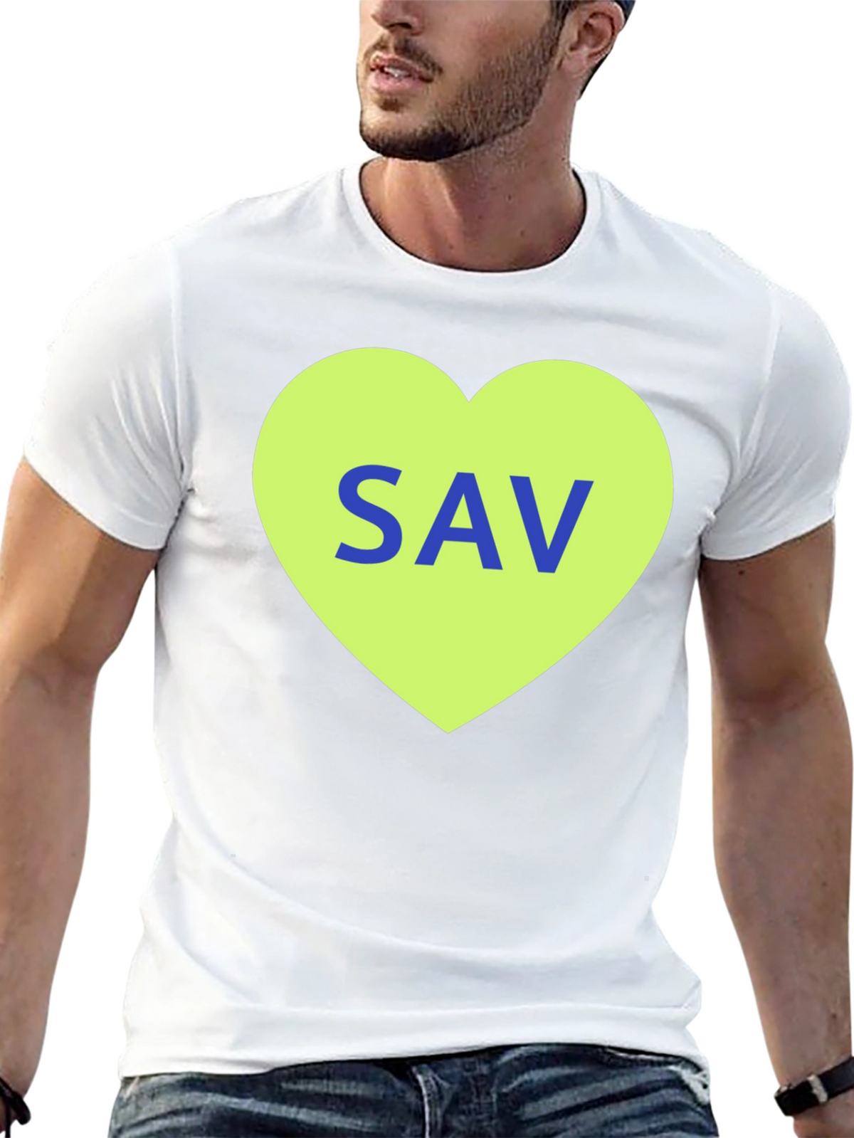 SAV Heart Graphic T-Shirt - Stylish Cotton Tee