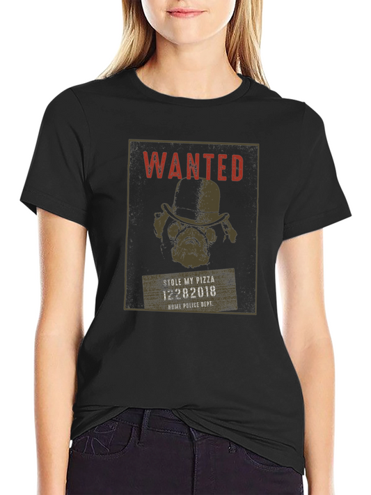 Wanted Pug Pizza Thief T-Shirt