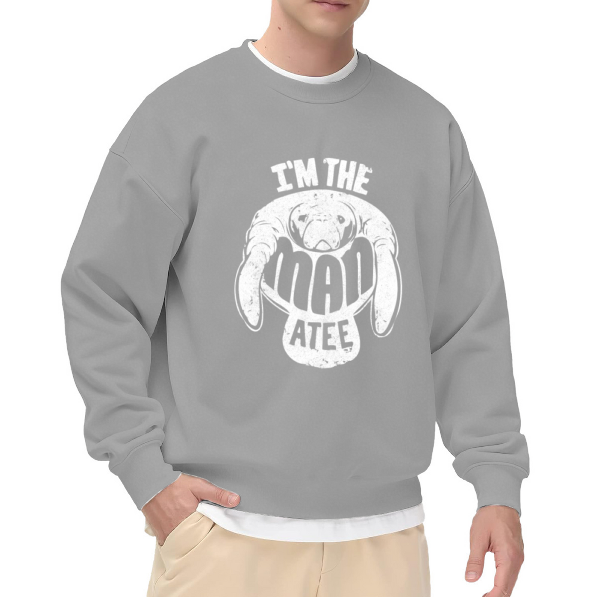 I'm The Mad Atee Ram Head Crewneck Sweatshirt | Vintage Distressed Animal Graphic Pullover, Funny Bold Lettering Streetwear Top, Edgy Humor Gift