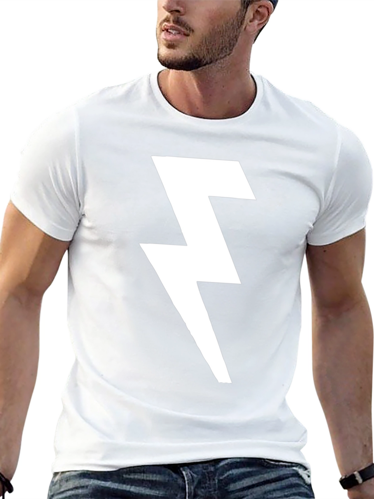 Lightning Bolt Graphic T-Shirt - Bold Black Tee