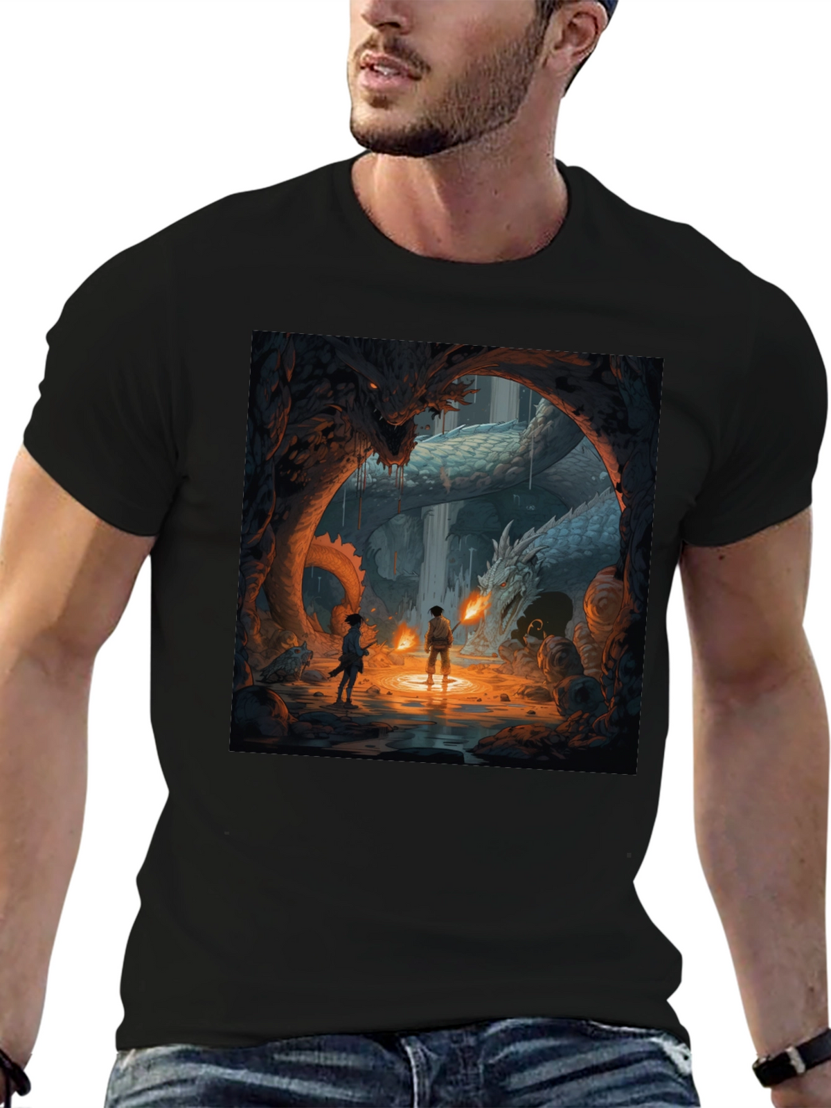 Dragon Cave Graphic Tee - Fantasy Art T-Shirt