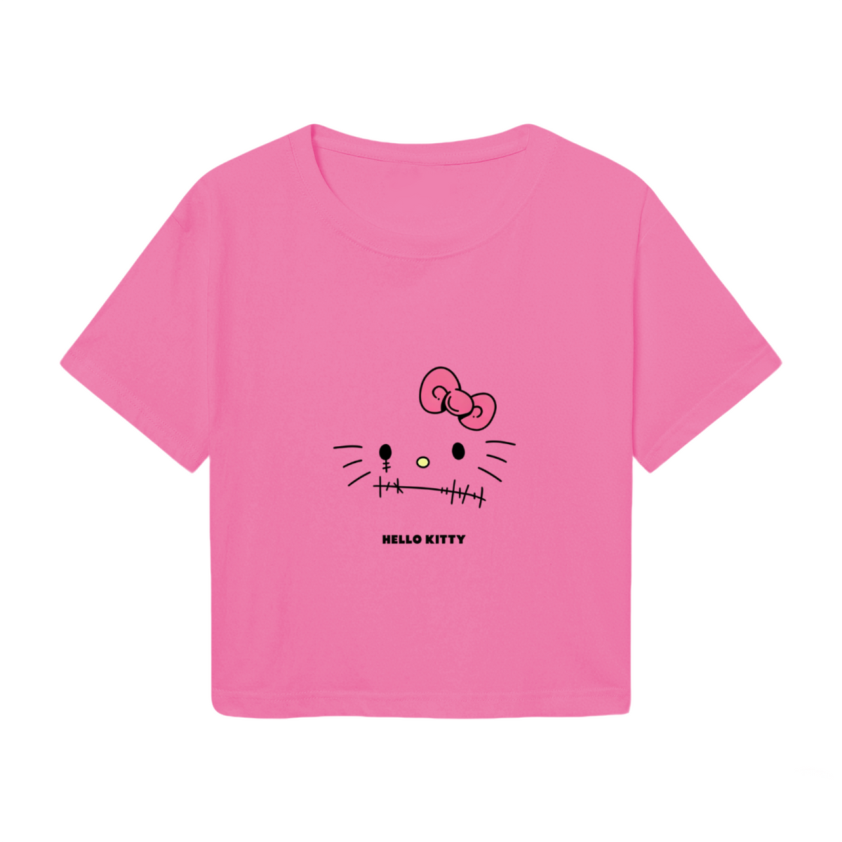Spooky Stitch?Style Hello Kitty Pink Cropped Tee