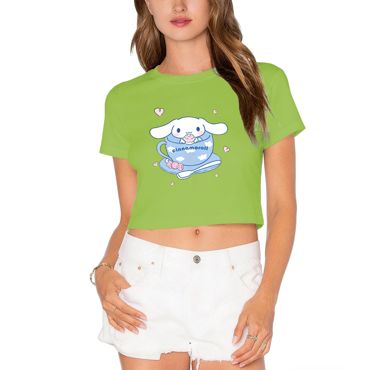 Fitness Lifting Pochacco Pink Crop Top Funny Sanrio Character Cropped Tee