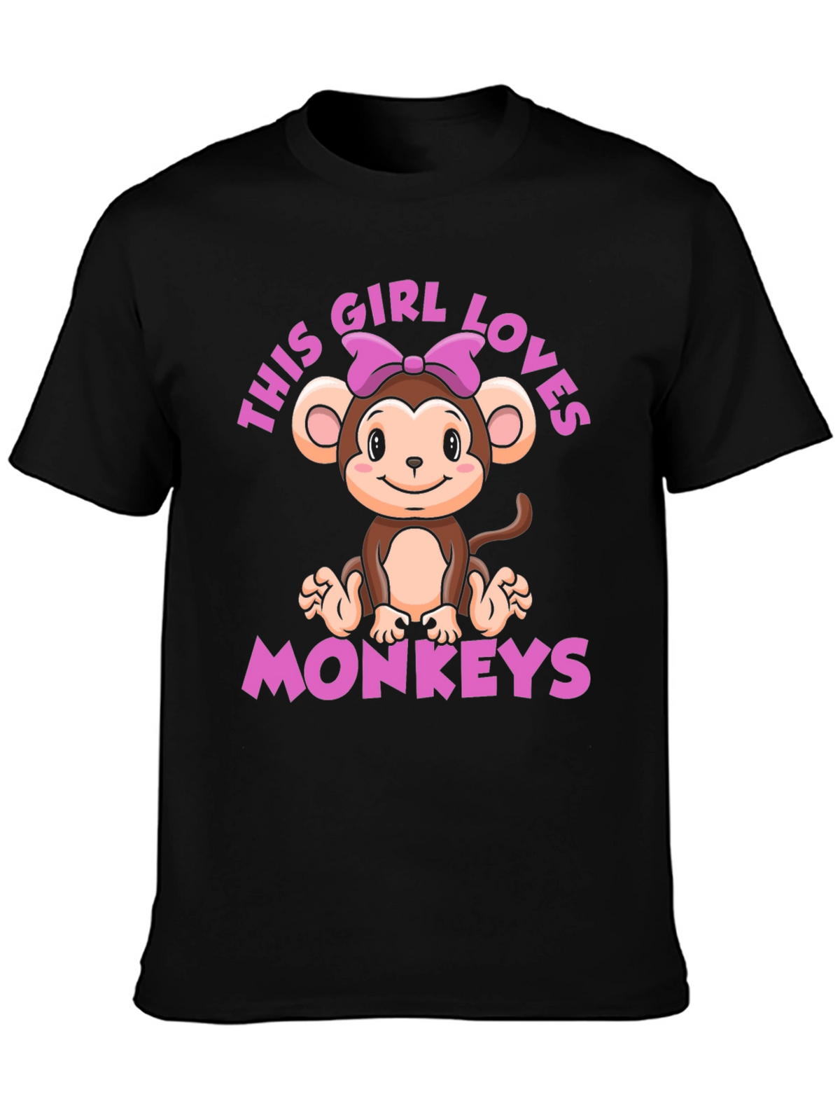 Girl Loves Monkeys T-Shirt - Cute Monkey Graphic Tee