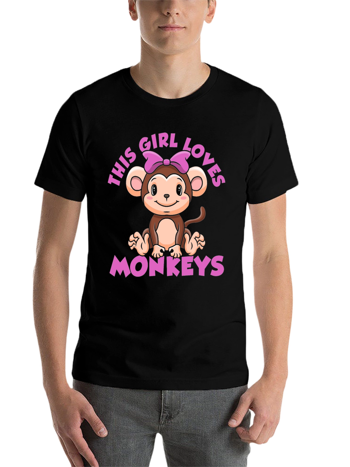 Girl Loves Monkeys T-Shirt - Cute Monkey Graphic Tee
