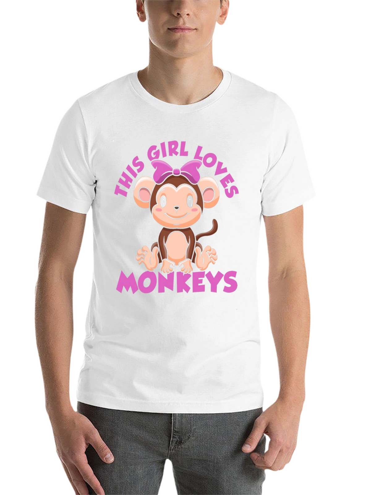 Girl Loves Monkeys T-Shirt - Cute Monkey Graphic Tee