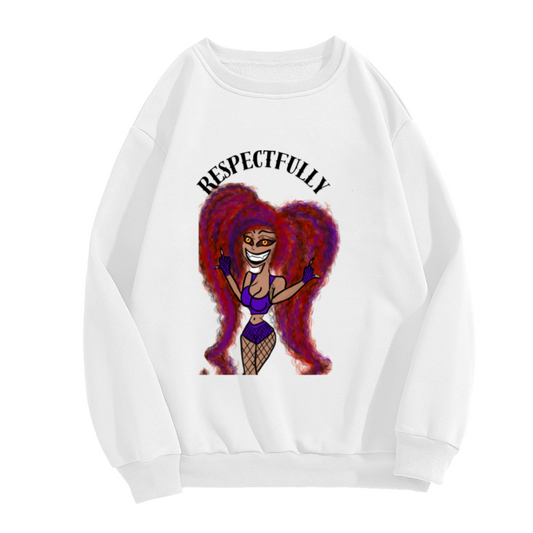 Respectfully Middle Finger Cartoon Crewneck Sweatshirt, Sassy Streetwear Character Pullover, Funny Attitude Gift