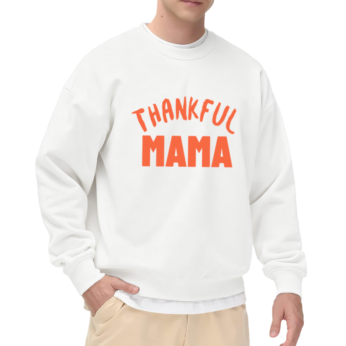 Thankful Mama Grateful Mom Crewneck Sweatshirt | Thanksgiving Motherhood Quote Pullover, Mom Gift Top