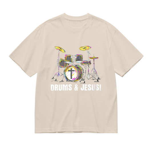 Drums & Jesus Colorful Drum Kit Christian Music Tee
