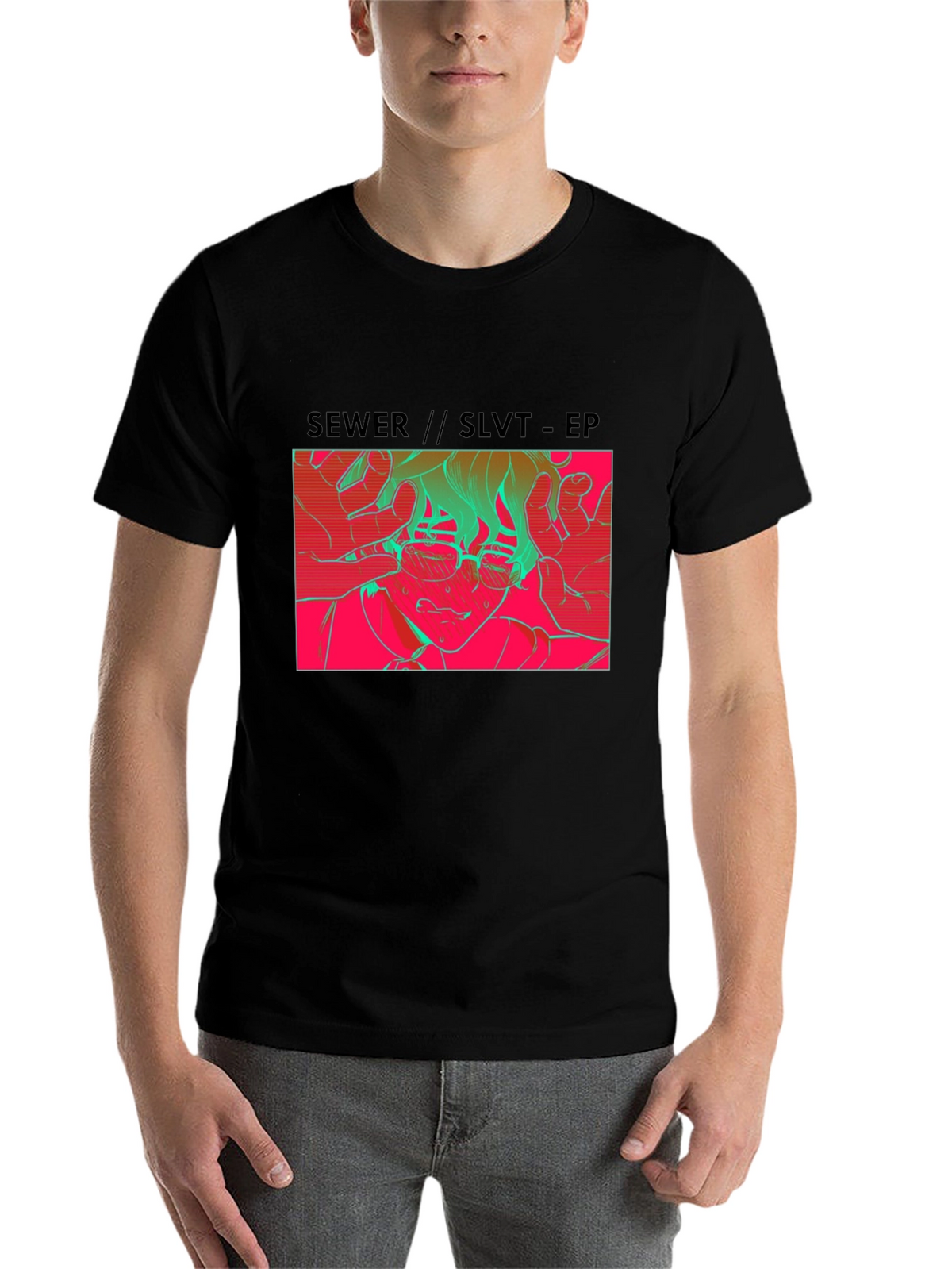 SEWER//SLVT-EP Graphic Print Black T-Shirt