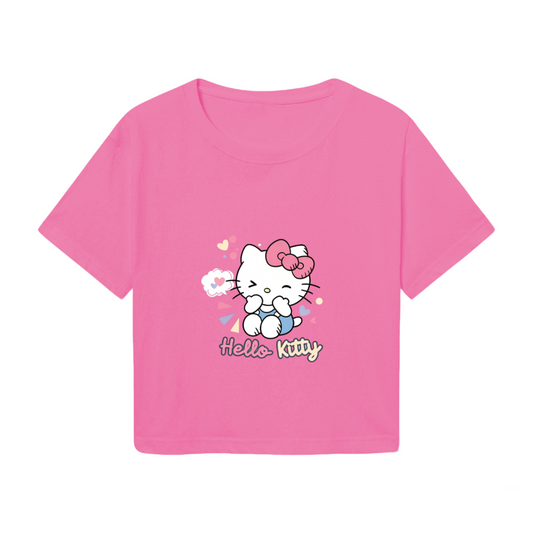 Surprised Cinnamoroll Bubble Print Cool Black Y2K Crop Top