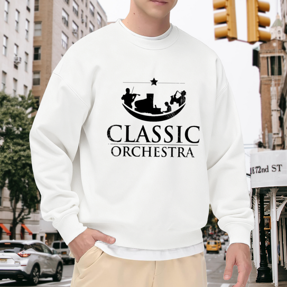 Classic Orchestra Crewneck Sweatshirt - Vintage Musician Silhouette Pullover, Orchestra Music Lover Gift, Band Geek Top