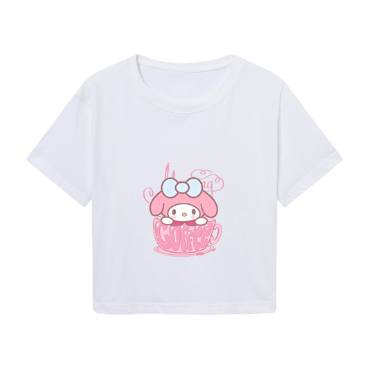 Coffee Cup My Melody White Cropped Top