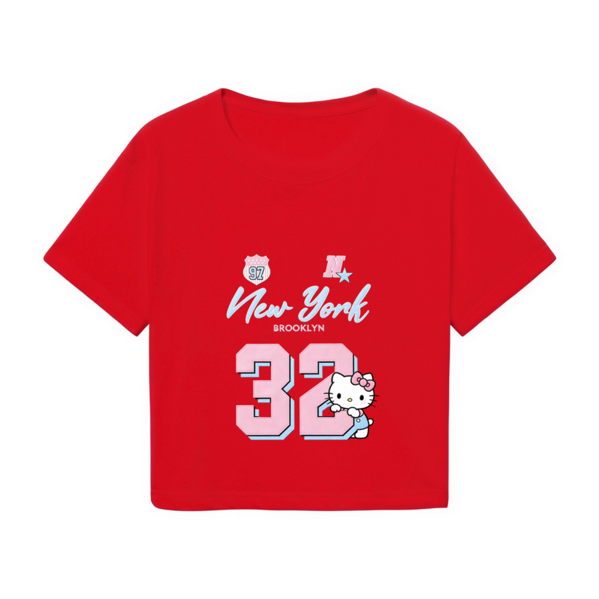 Sporty Number 32 New York Hello Kitty Red Cropped Top Varsity Crop Tee