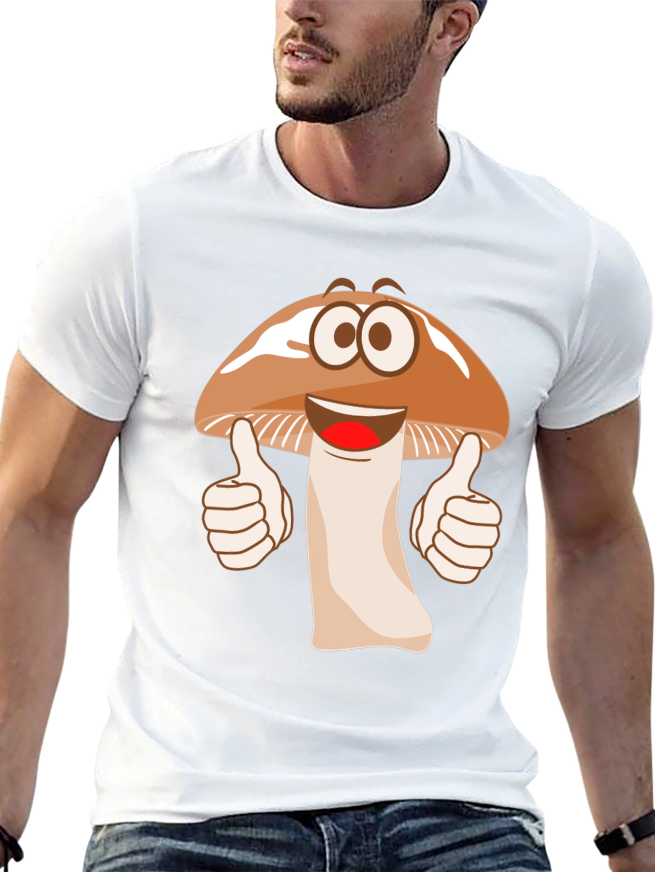 Funny Mushroom Cartoon Graphic T-Shirt