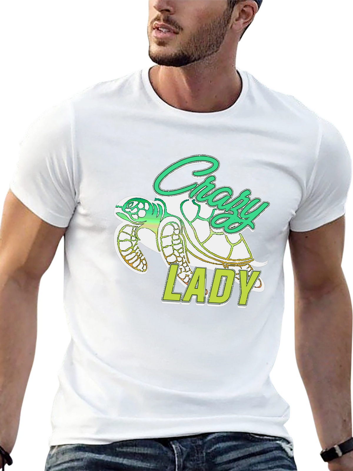 Crazy Lady Turtle T-Shirt - Black
