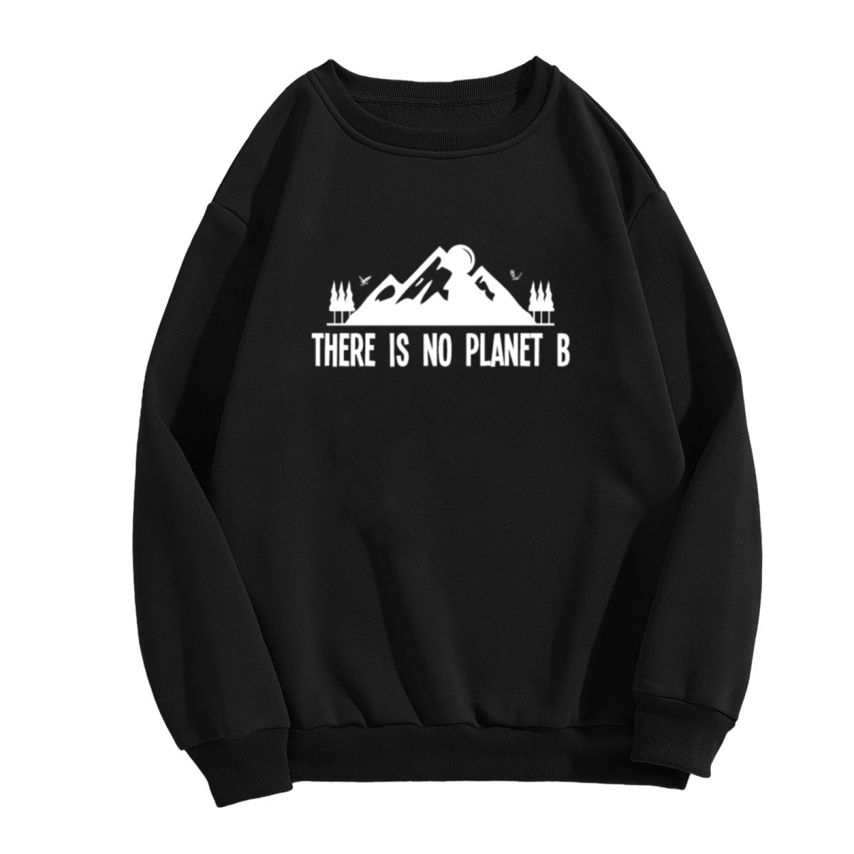 There Is No Planet B Mountain Crewneck Sweatshirt | Nature Lover Pullover, Eco Friendly Mountain Sun Graphic Top, Earth Day Gift