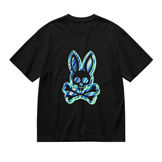 Neon Bunny Skull Crossbones Edgy Street Tee