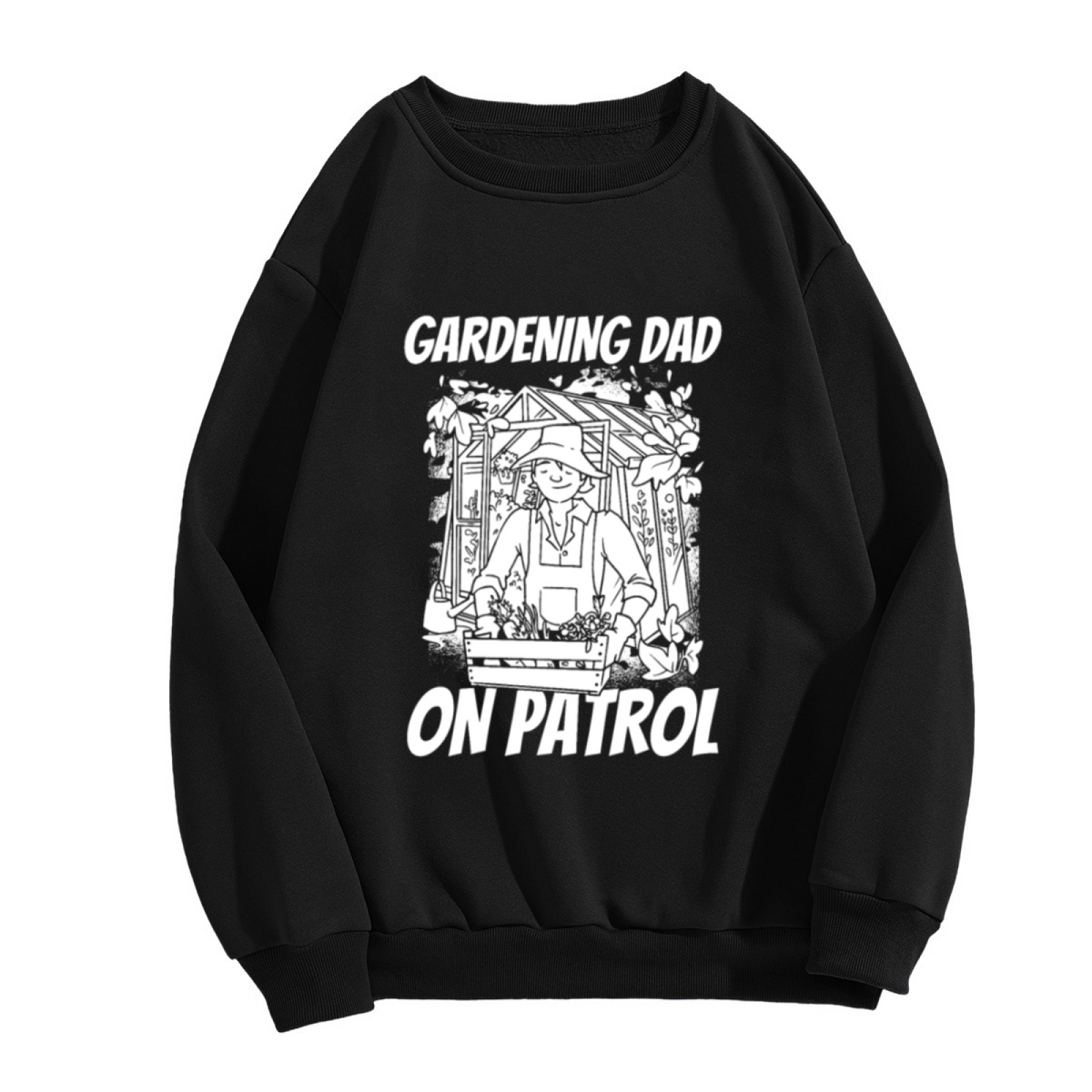 Gardening Dad On Patrol Crewneck Sweatshirt, Funny Gardener Line Art Pullover, Father's Day Gift