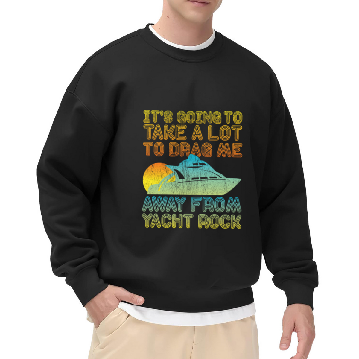 Yacht Rock Sunset Crewneck Sweatshirt, Retro Boat Nautical Pullover, Music Lover Gift