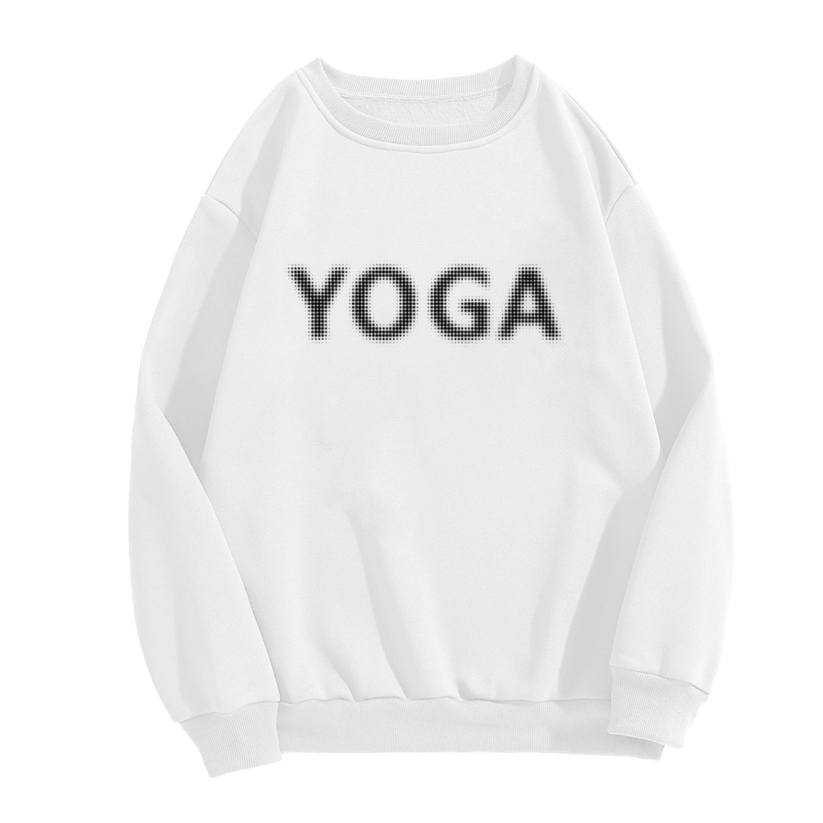 YOGA Halftone Dot Typography Crewneck Sweatshirt | Minimalist Wellness Graphic Pullover, Yoga Lover Gift