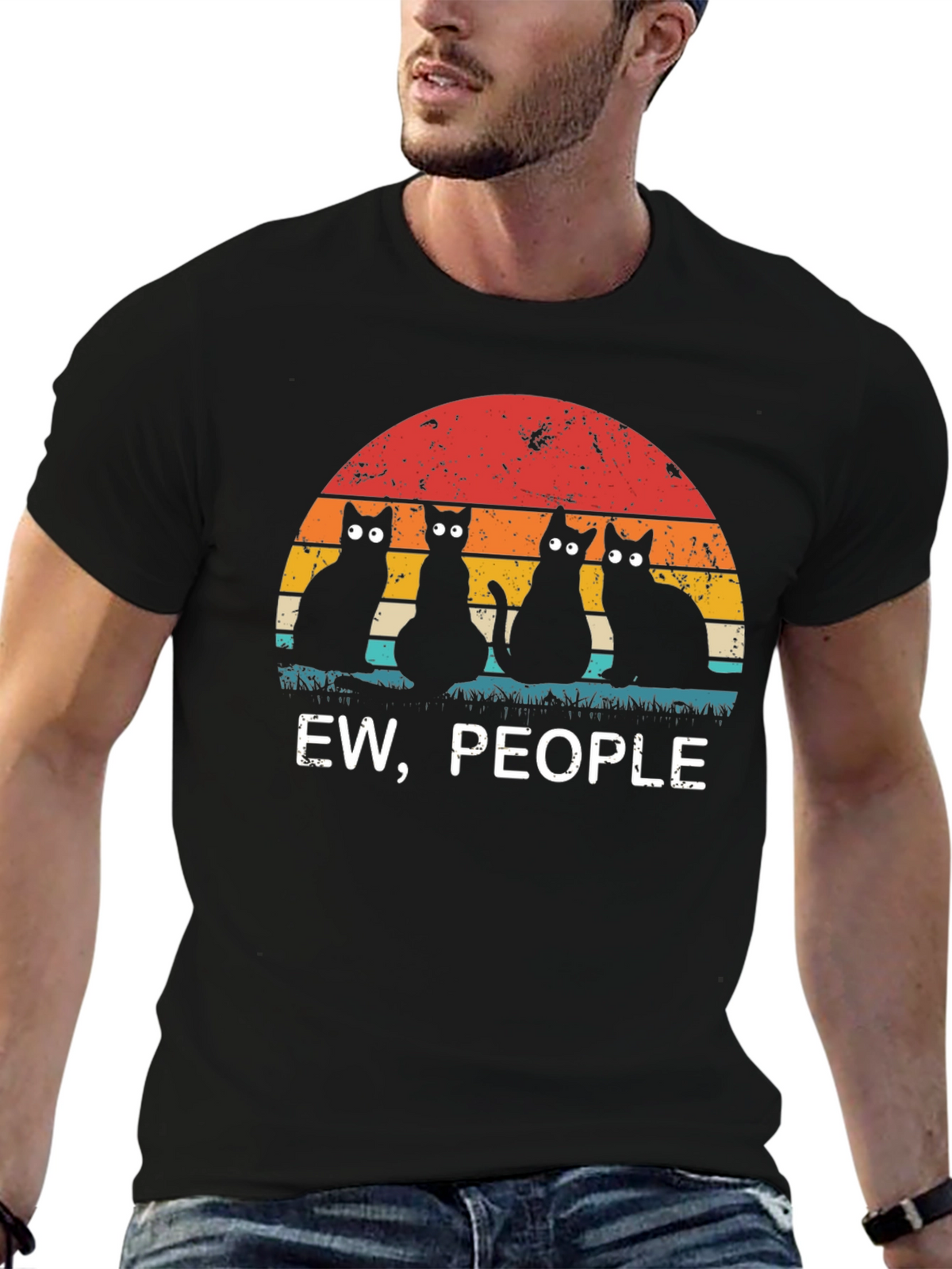 Ew People Black Cat Graphic Tee