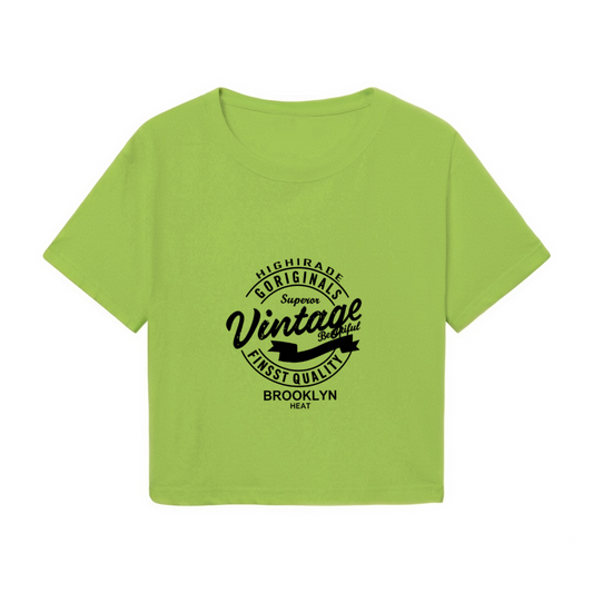 Vintage Brooklyn Heat Retro Stamp Lime Crop Top