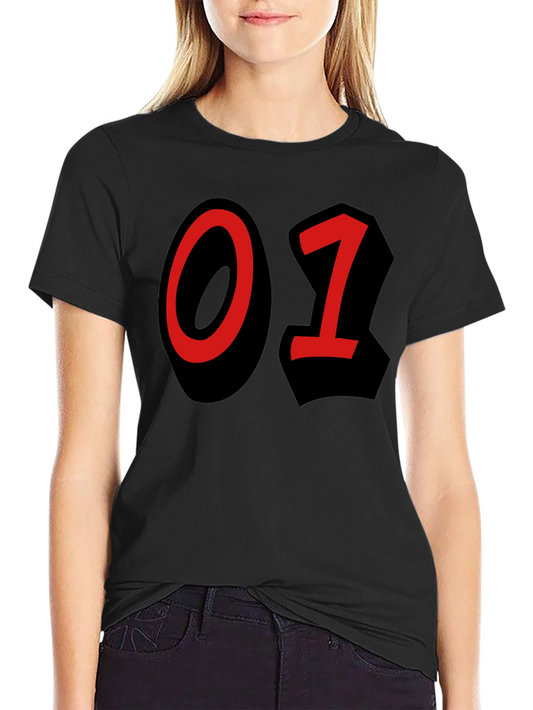 Bold Number T-Shirt - Black with Red 01 Design