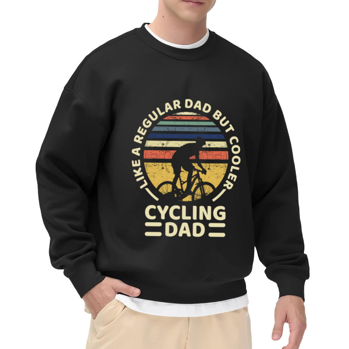 Like A Regular Dad But Cooler Cycling Dad Crewneck Sweatshirt - Bike Rider Father's Day Gift, Retro Cyclist Pullover