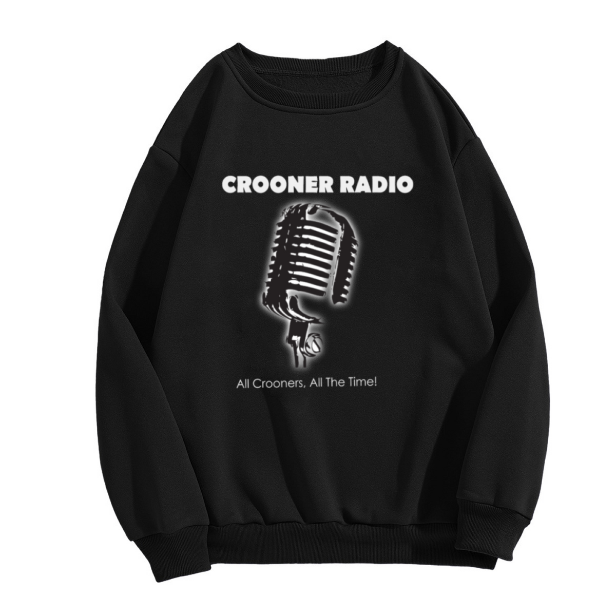 Crooner Radio Sweatshirt | Vintage Microphone Graphic Crewneck, Classic Radio Music Pullover Top, Jazz Singer Gift for Music Lovers