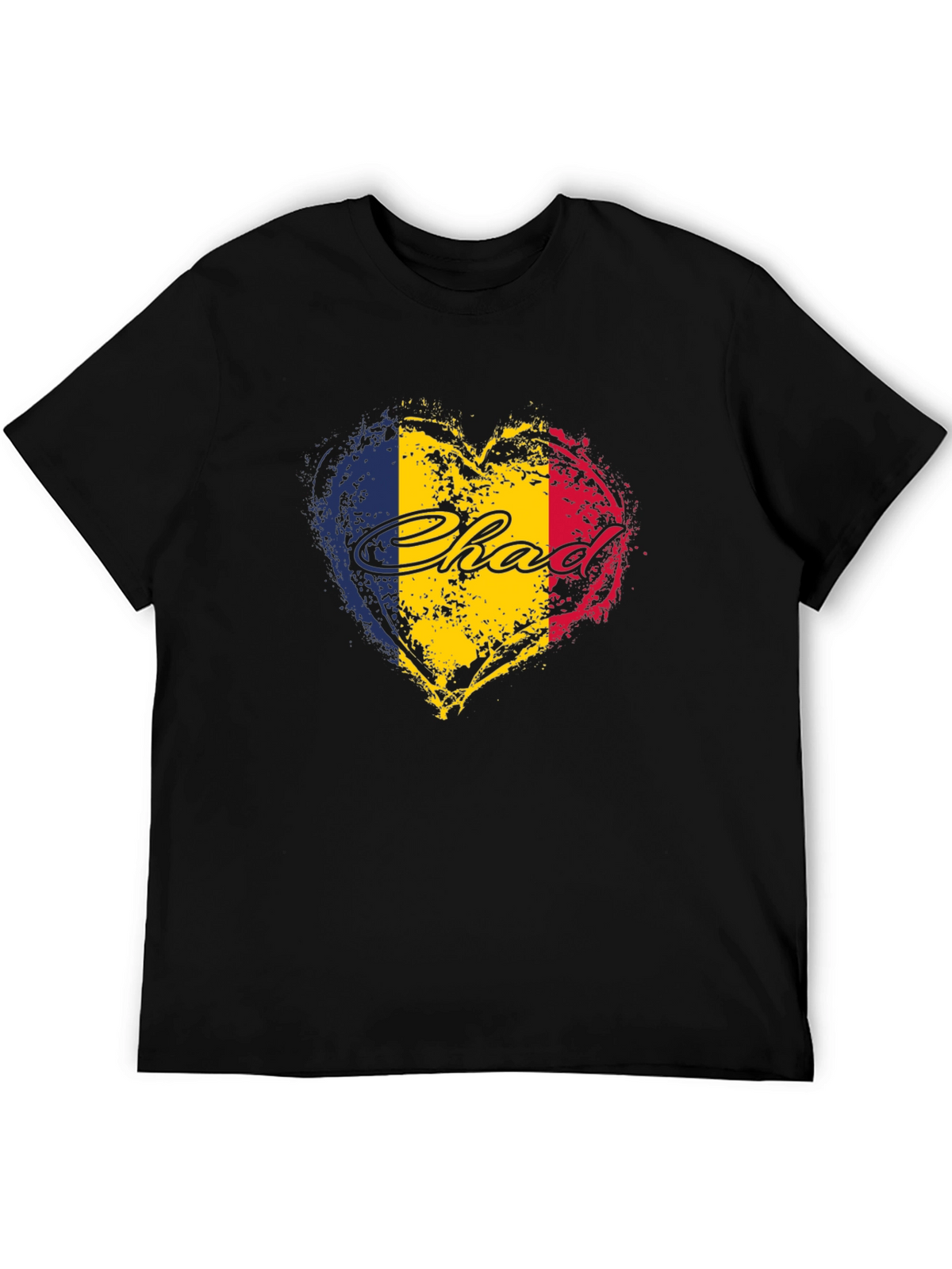 Chad Flag Heart T-Shirt - Black