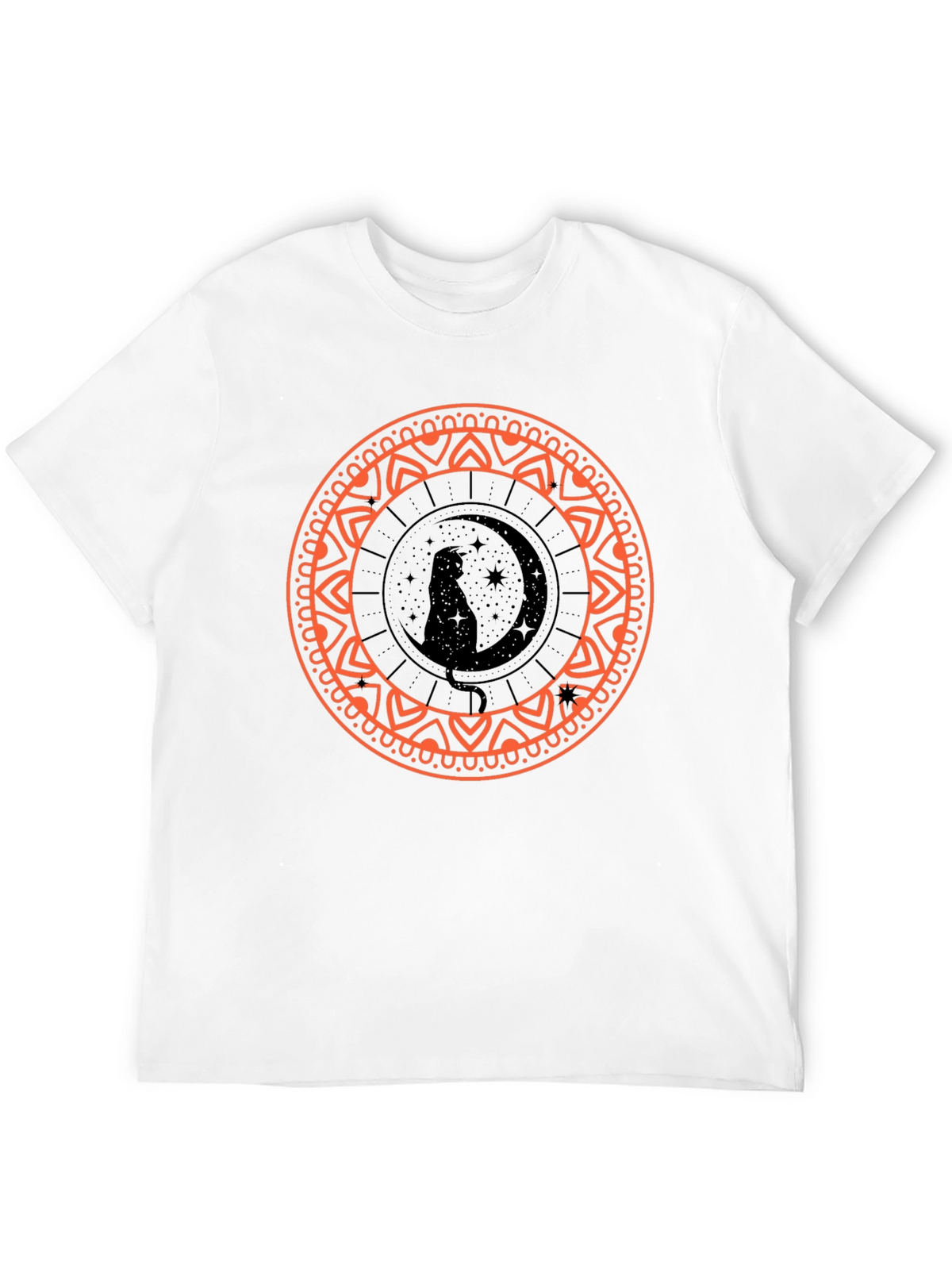 Black Cat Moon Mandala Graphic Tee