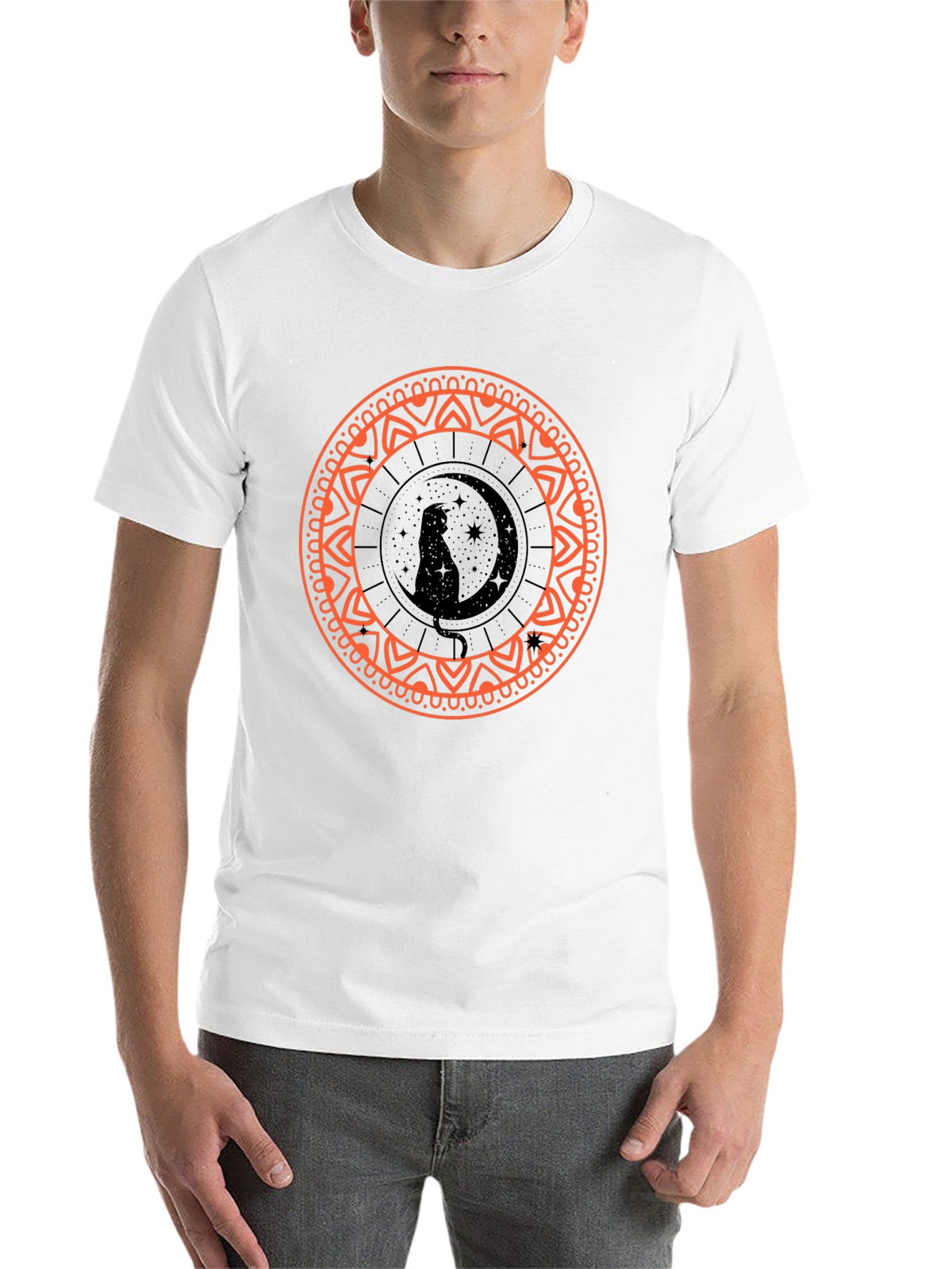 Black Cat Moon Mandala Graphic Tee
