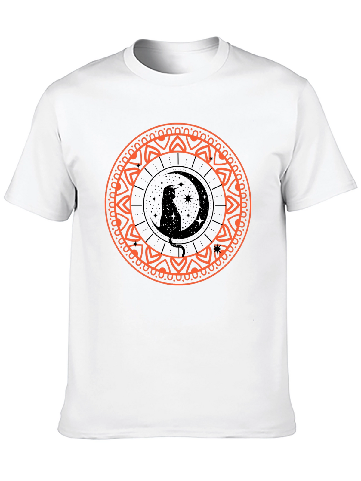Black Cat Moon Mandala Graphic Tee