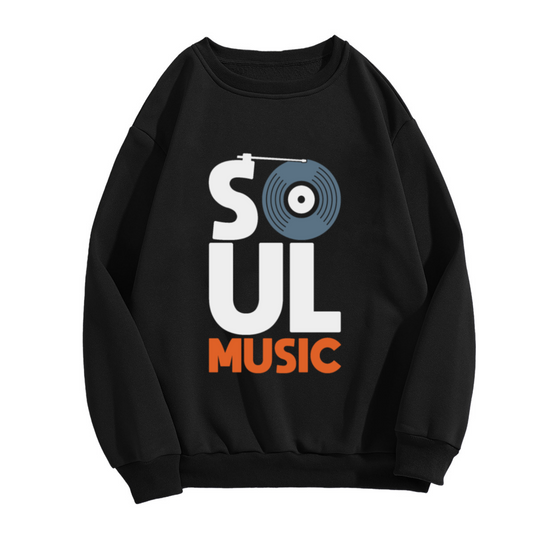 Soul Music Vinyl Record Design Crewneck Sweatshirt - Vintage Music Lover Apparel Gift