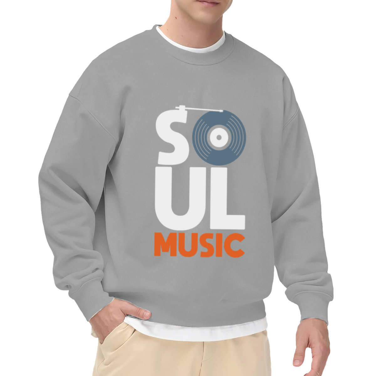 Soul Music Vinyl Record Design Crewneck Sweatshirt - Vintage Music Lover Apparel Gift
