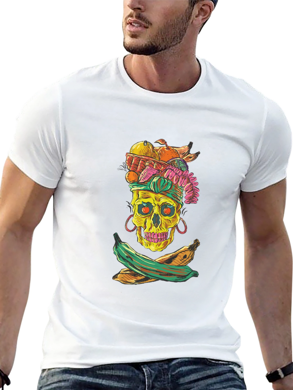 Skull & Fruit Graphic T-Shirt - Unique Design
