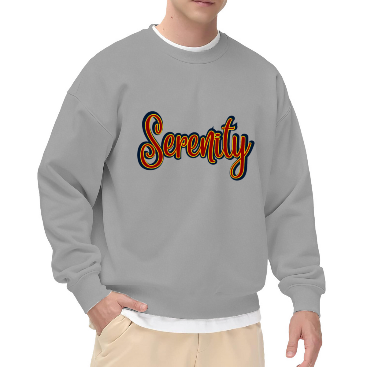 Serenity Retro Gradient Script Crewneck Sweatshirt | Vintage 70s Calm Lettering Pullover, Peaceful Gift