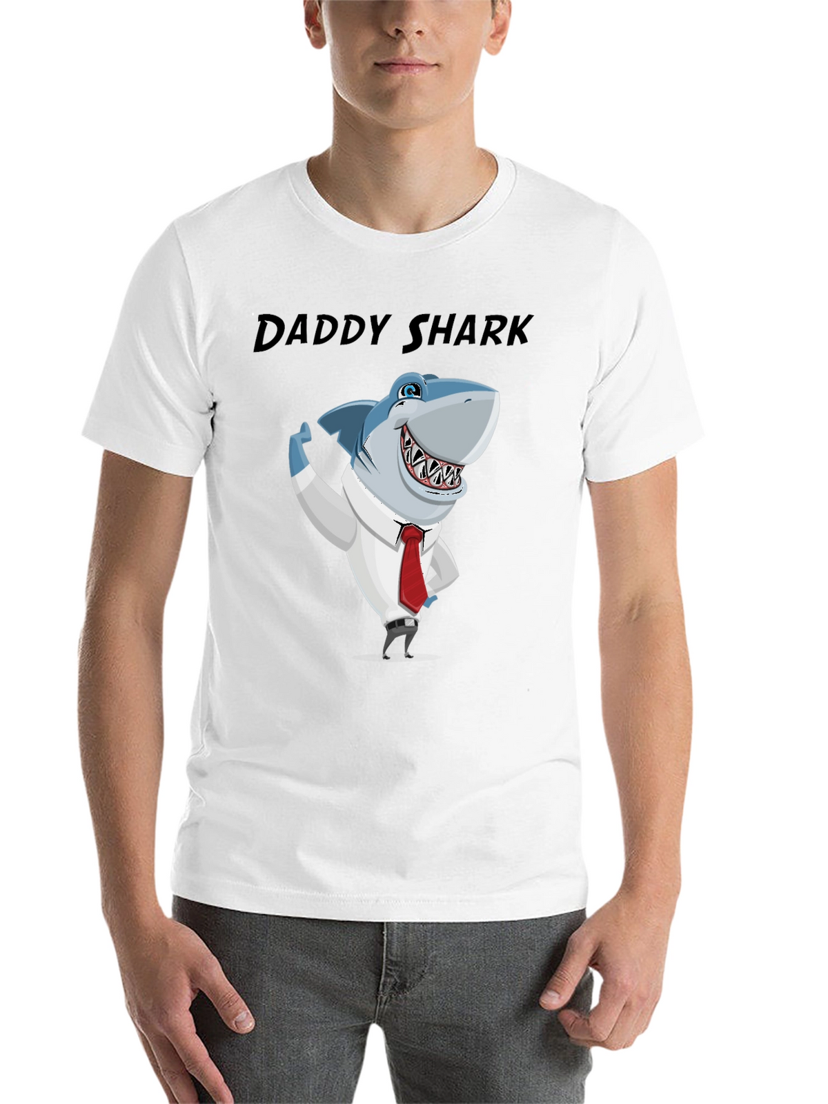 Daddy Shark Graphic Tee - Black Cotton Blend
